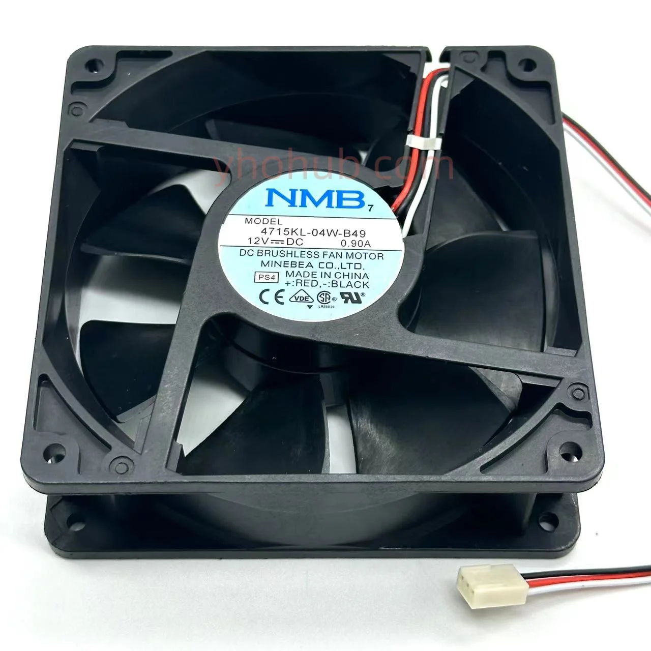 

NMB-MAT 4715KL-04W-B49 PS4 DC 12V 0.90A 120x120x38mm Server Cooling Fan