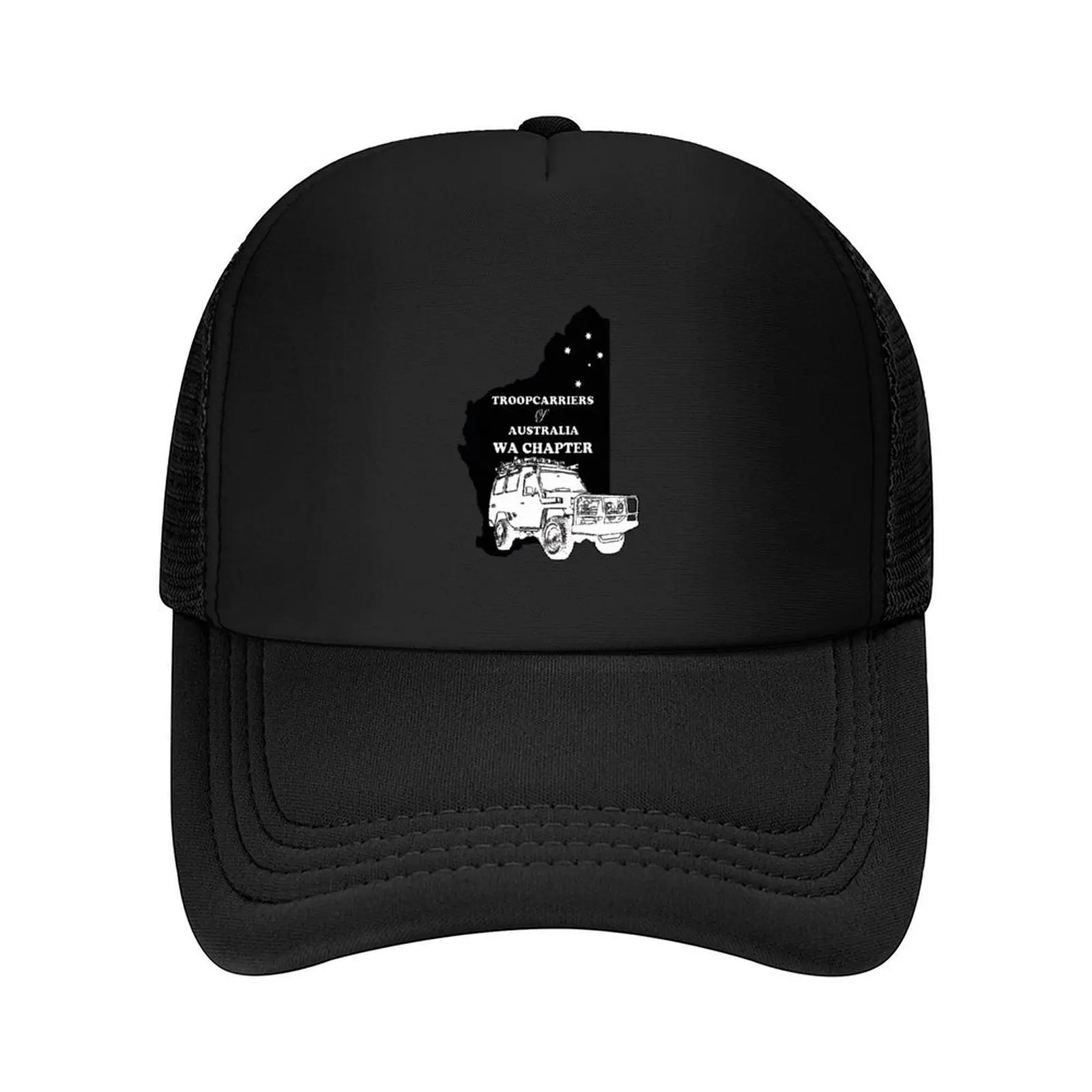

Troopcarriers of Australia - WA Chapter logo with Black state Baseball Cap Sun Cap Fishing cap Trucker Hat Mens Hats Women's