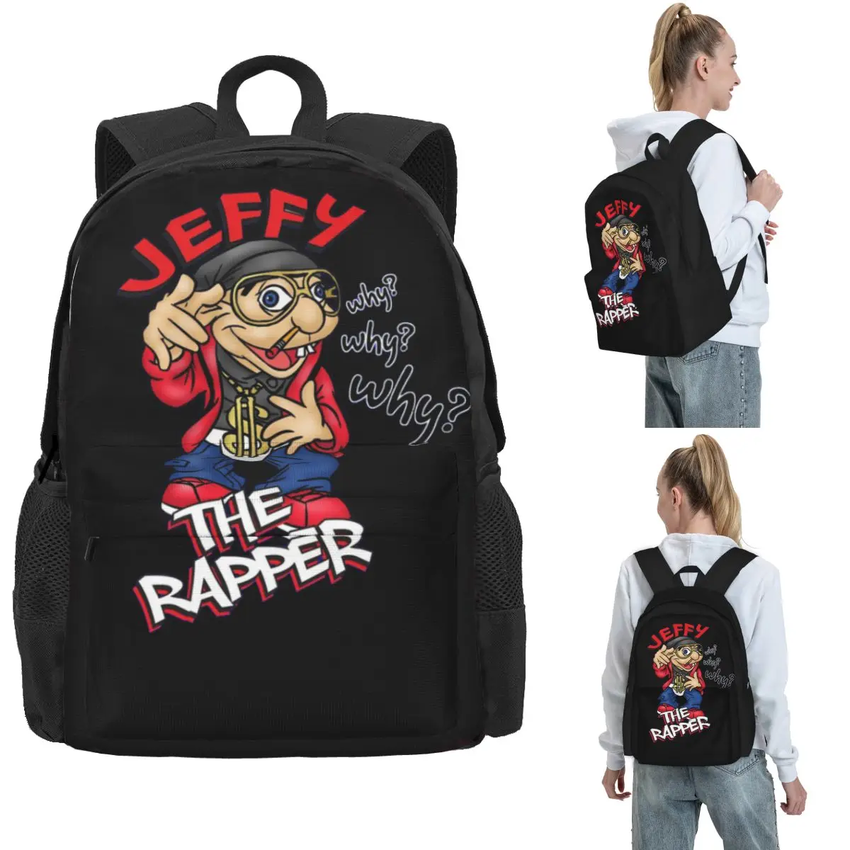 حقائب ظهر Jeffy The Rapper SML للأولاد والبنات حقيبة كتب ذات سعة كبيرة للأطفال حقائب مدرسية للسفر حقيبة كتف