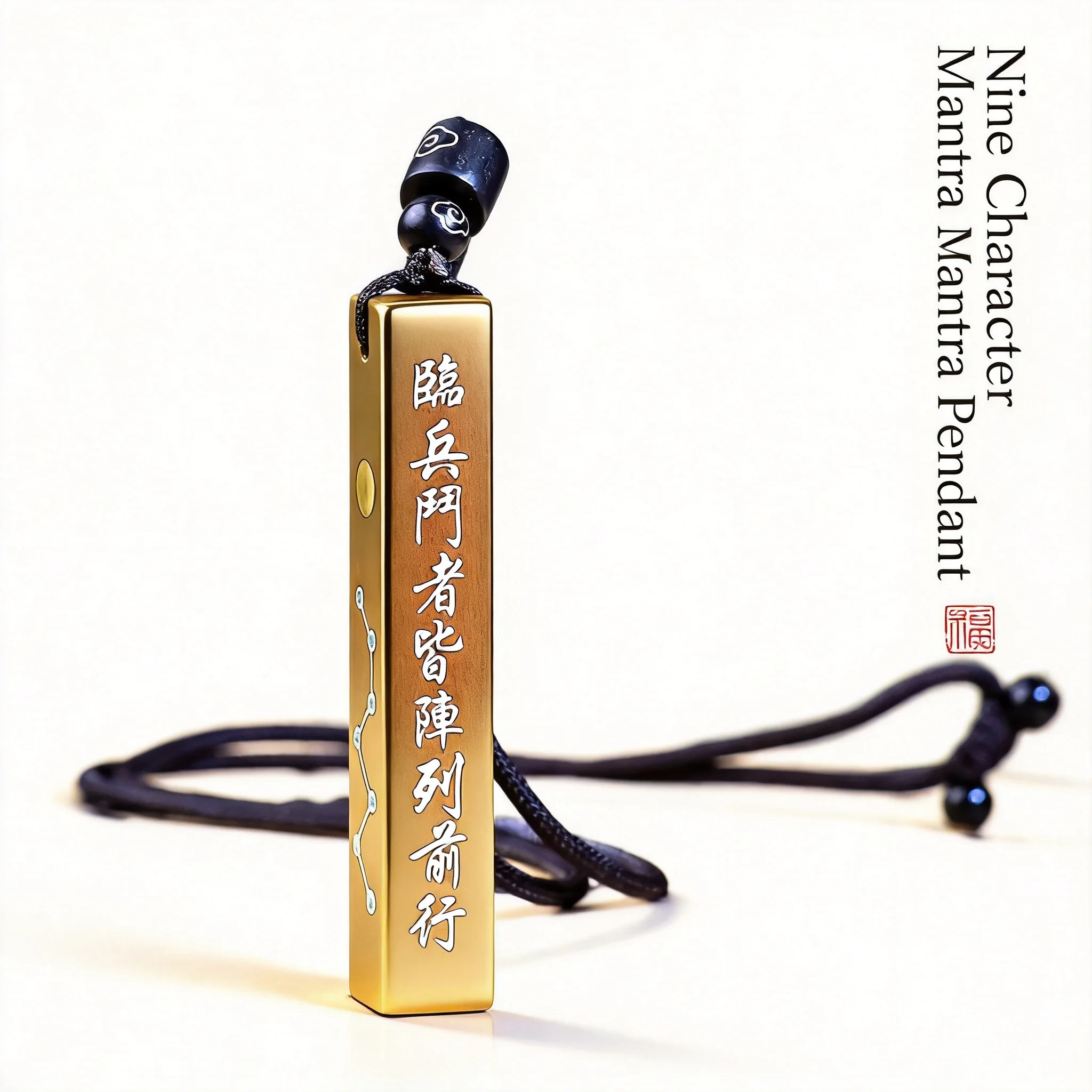 Chinese Style Jujube Wood Silver Inlaid Nine Word Mantra Pendant Blessing Lucky Amulet Good Fortune Fengshui Necklace