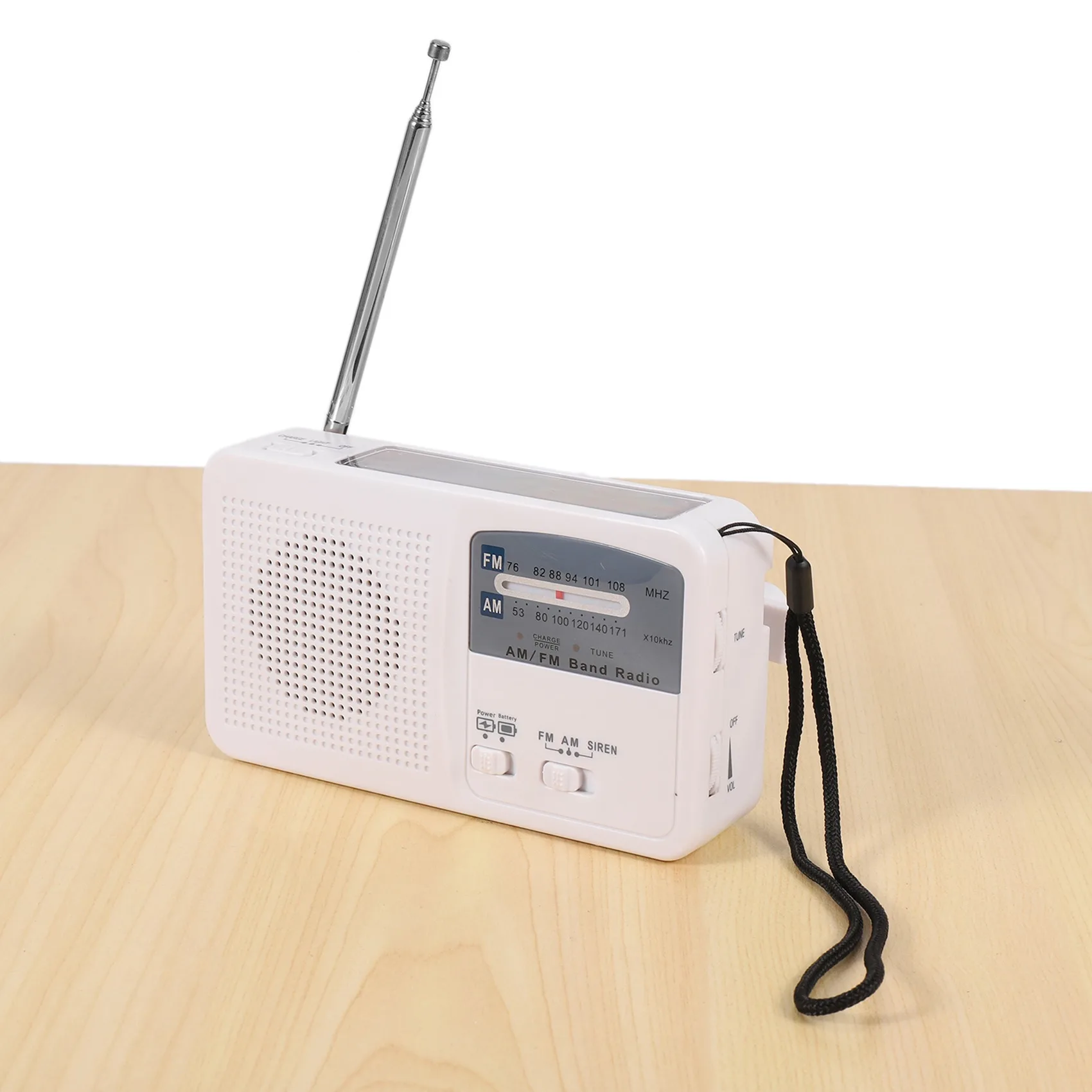 Radio de emergencia con manivela Solar y manual, autoalimentada, batería, carga USB, Radio FM/AM, linterna LED, cargador de teléfono