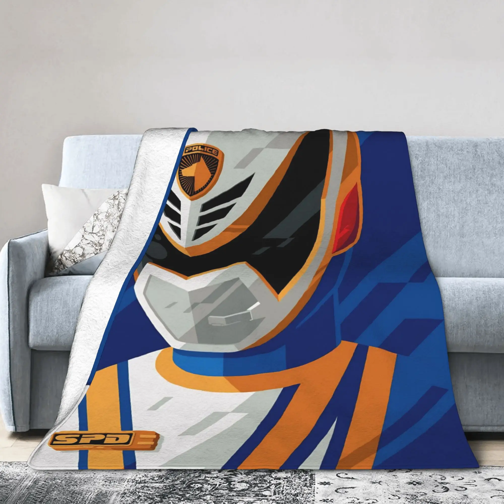 Blue Ranger Blanket Power R-Ranger Flannel Vintage Warm Throw Blanket for Bed Sofa All Season