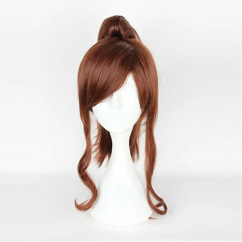 Sailor Jupiter Cosplay Wig Long Brown Straight Ponytail Bangs Synthetic Hair