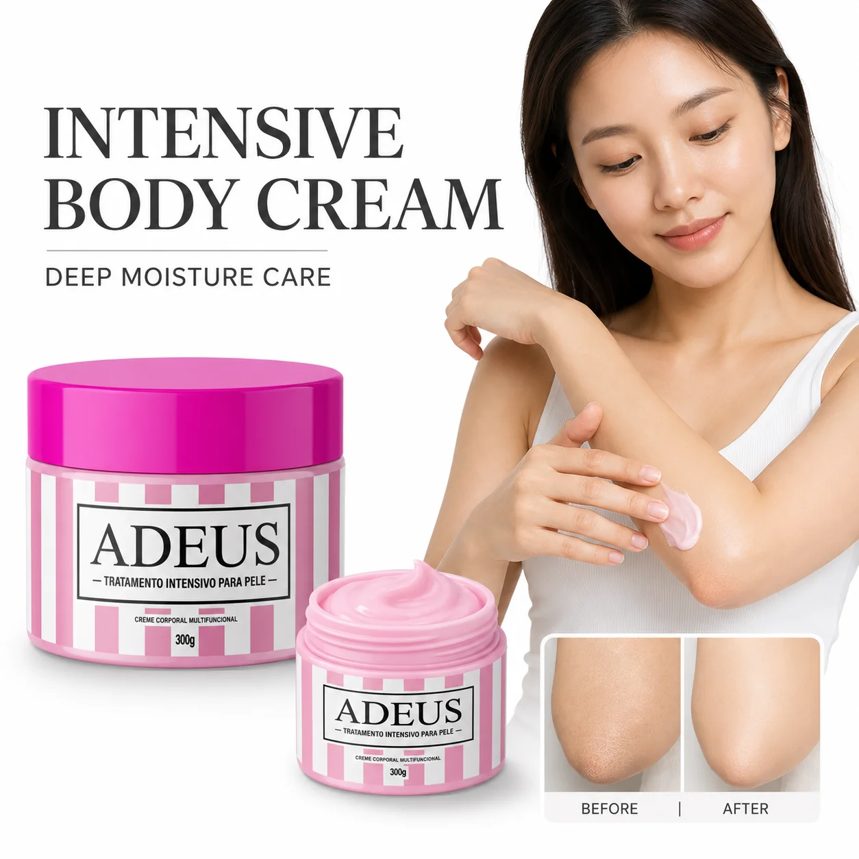 Adeus Body Warming Massage Cream 300g Deep Moisturizing Non Sticky Fast Absorbing Plant Extract Daily Skin Care