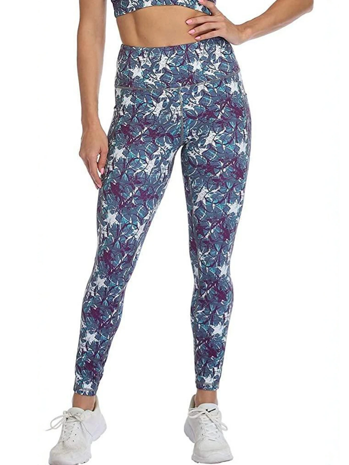 レディース ハイウエスト フルレングス スリム レギンス オールシーズン ハイストリート ファッション フルプリント ベースレイヤー パンツ