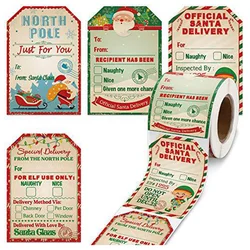 50-200pcs Merry Christmas Gift Tags Santa Claus Labels Stickers Holiday decoration 