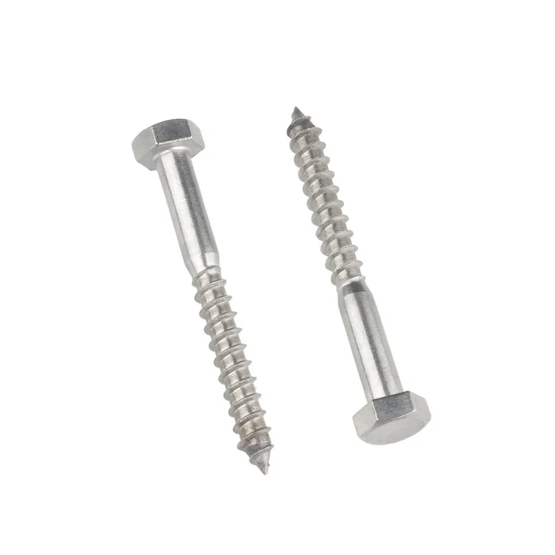 M6 M8 M10 M12 304 Tornillos autorroscantes de madera con cabeza hexagonal de acero inoxidable Pernos de retraso Longitud 25 mm ~ 200 mm