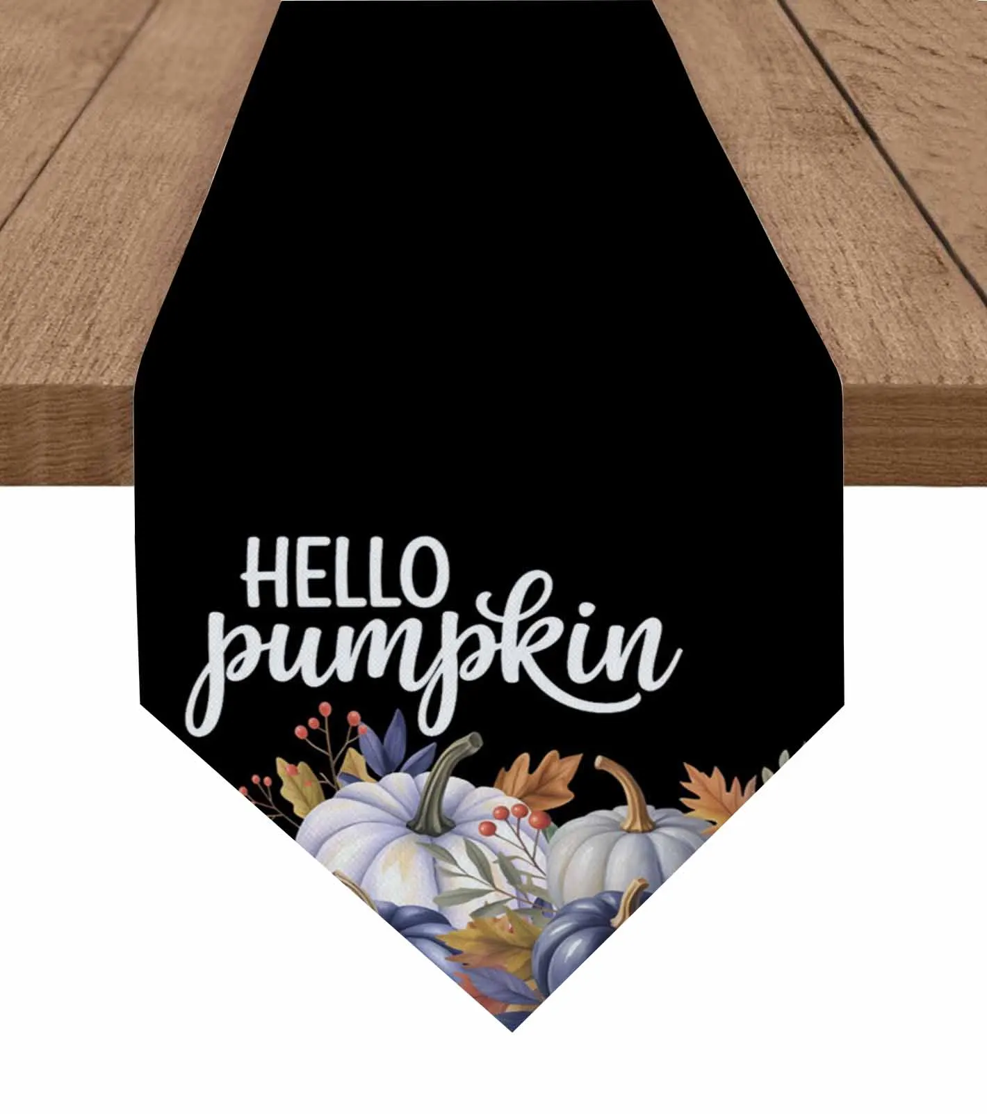 

Autumn Thanksgiving Hollo Pumpkin Table Runner Holiday Wedding Party Decor Table Runners Dining Table Cover Decor