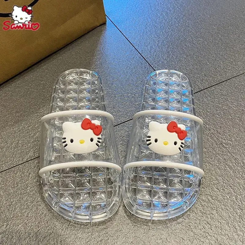 Kawaii Sanrio Anime Crystal Slipper Cute Hello Kitty Cartoon Bathroom Shower Odor Proof Anti Slip Soft Soled Slippers Girls Toys