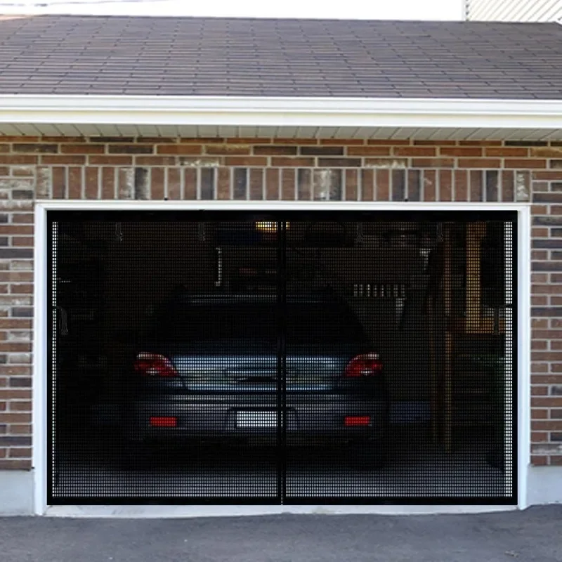 

1 Car Garage 12x9ft, Heavy Duty Durable Fiberglass Screen Mesh, Hook & Loop Tapes, Strips, Doors Screen with Powerful