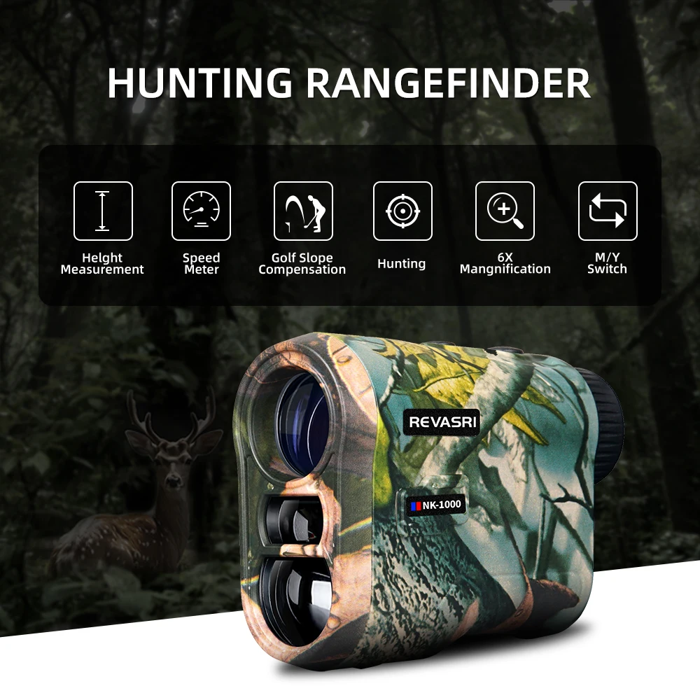 

Лазерный дальномер REVASRI для охоты с USB-C зарядкой, 6-кратным увеличением, несколькими режимами, легкий, с зарядкой через USB-C
