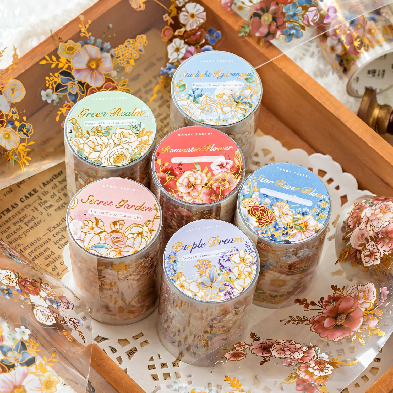 6packs/LOT The Poetry of Flower Clusters Series decorative fresh PET tape