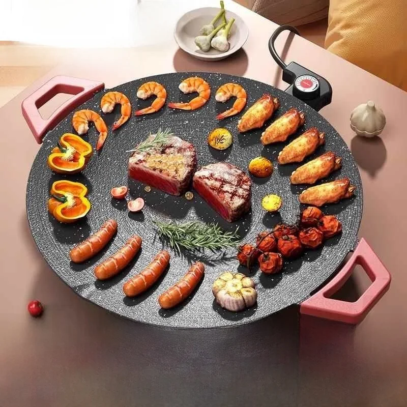 

round iddle Pan Home Use Low e BBQ ill Stone Iron Pan Korean Sle Pancake Wok Pot Stone Baking Di