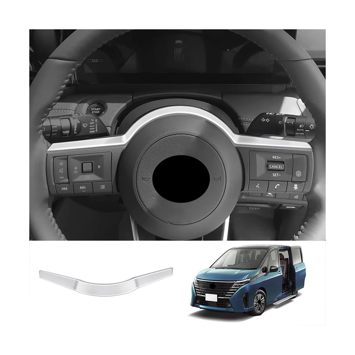 For Nissan SERENA C28 2022-2023 Car Steering Wheel Back Trim Cover Car Styling Decoration Auto Accessories A