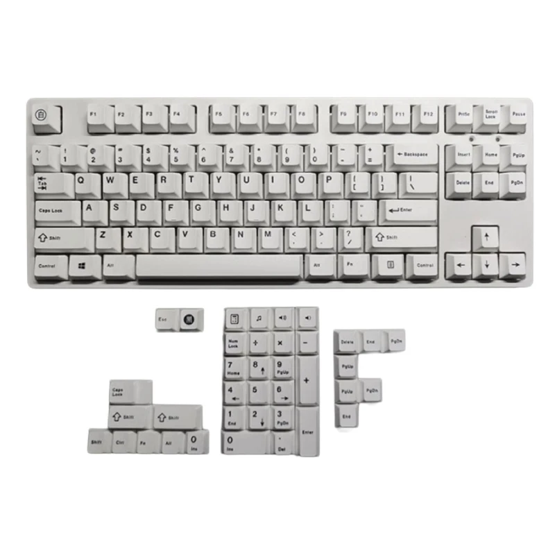 PBT White Keycaps 125Keys Cherry DYESub English Keycap Minimalists White Theme for Cherry Mechanical Keyboards