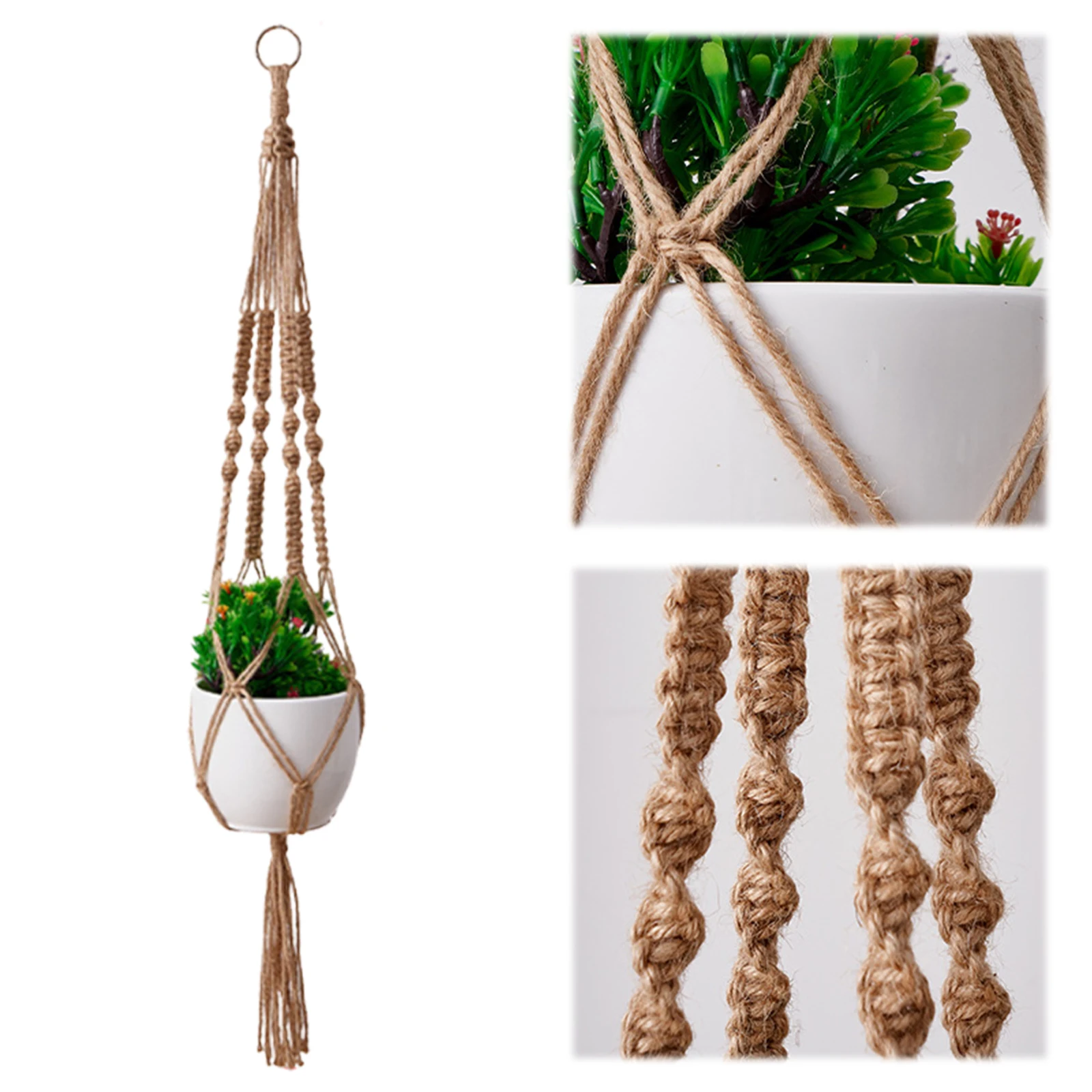 Hanging Planter Basket Net with Tassels Decorative Flower Pot Holder (Pots Not Included) for Indoor Outdoor Boho Home Decor
