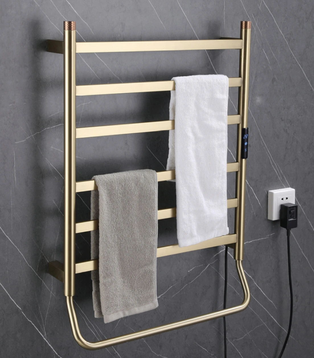 Towel Warmer Electric - Akıllı Elektrikli Havlu Askısı Fırçalanmış Altın