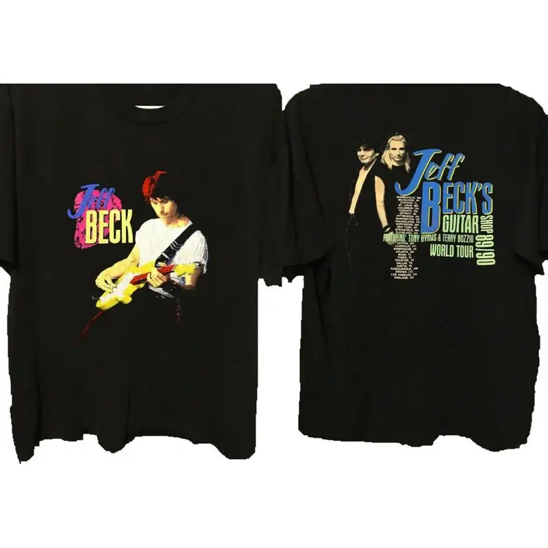 Лучшая редкая винтажная черная футболка Jeff Beck с гитарой, все размеры от S до 234XL AH1107