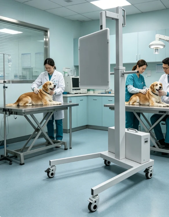 

Портативный ветеринарный рентгеновский аппарат с компактным беспроводным плоскопанельным детектором для диагностики в ветеринарных клиниках и коневодческих фермах