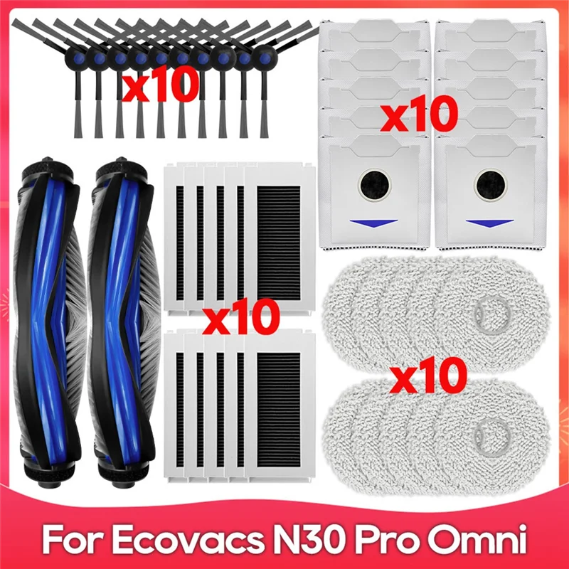【Berserk】Per Ecovacs Debot N30 Omni / N30 Pro Omni Robot Aspirapolvere Spazzola laterale principale Filtri HEPA Mop Pad Sacchetti per la polvere