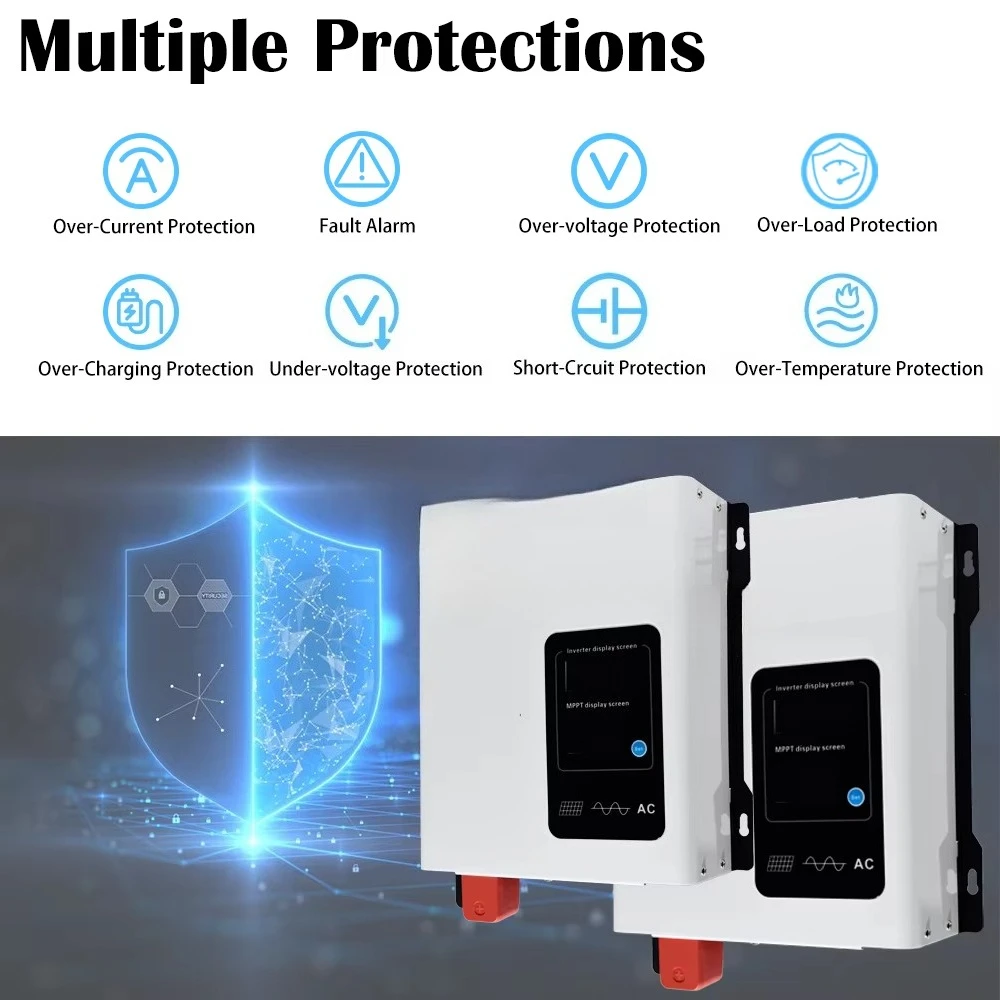 MYAMi 3300W Off-Grid Hybrid Solar Inverter 3.3KW 60A Low Frequency with MPPT Charge Controller for Home Use Single AC Output