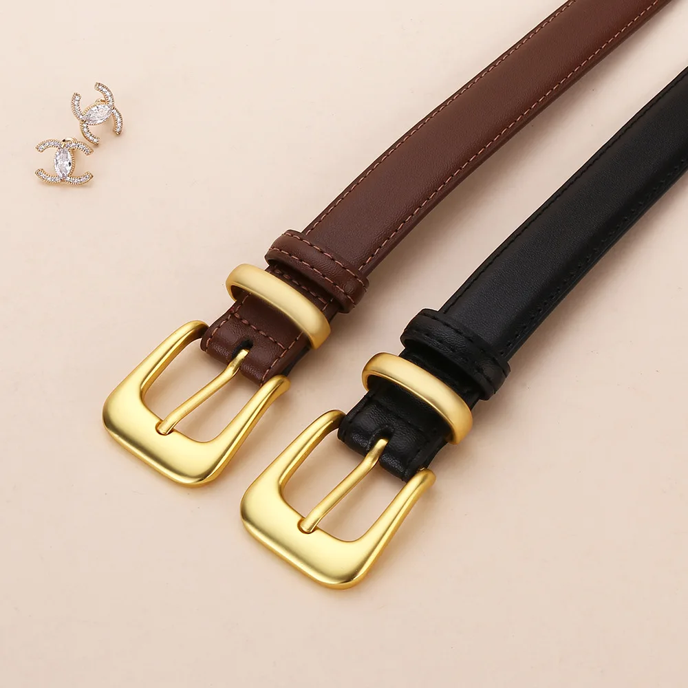 Women's Cowhide Belt, Korean Style Fashion Waist Belt, Student Jeans Decorative Clothing Accessory, Women's Thin Leather Belt