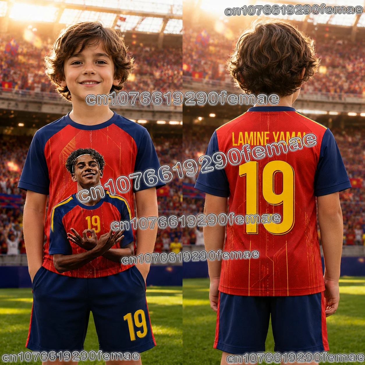 Lamine Yamal No.19 Football Jersey 2026/27 Fan Collection Soccer Shirt Kids Boys Girls Adult Breathable Casual Sportswear