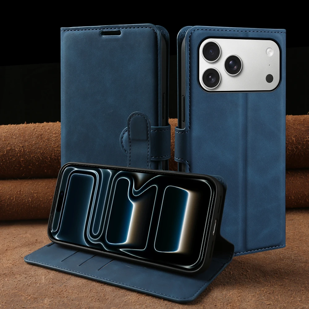 

Leather Flip Case For iphone 17 Pro Max 14 15 16 17e 16e 12 13 Mini 11 7 8 Plus X XS Phone Case Cover Magnetic Coque Funda Shell