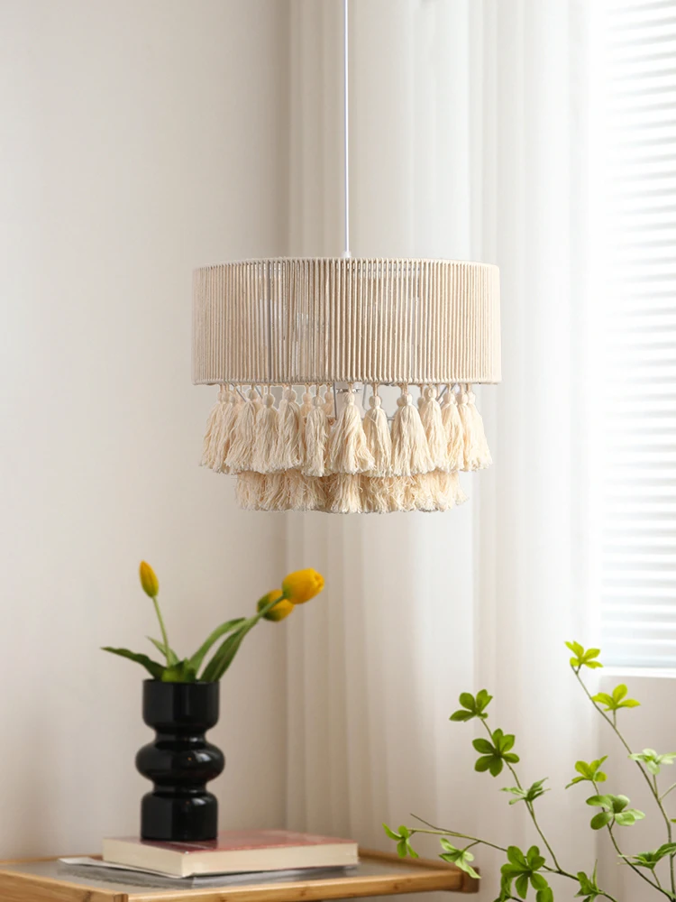 Nordic Cream Style Cotton Thread Pendant Light Japanese Style Living Room Master Light Bohemian Style