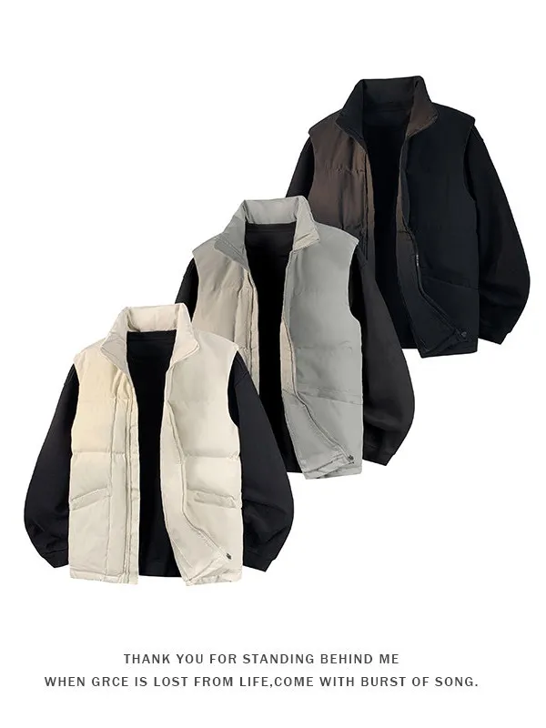 

Мужской хлопковый жилет в американском ретро-стиле, зимний, с воротником-стойкой, для пар, модный, приталенный, на молнии, очень теплый