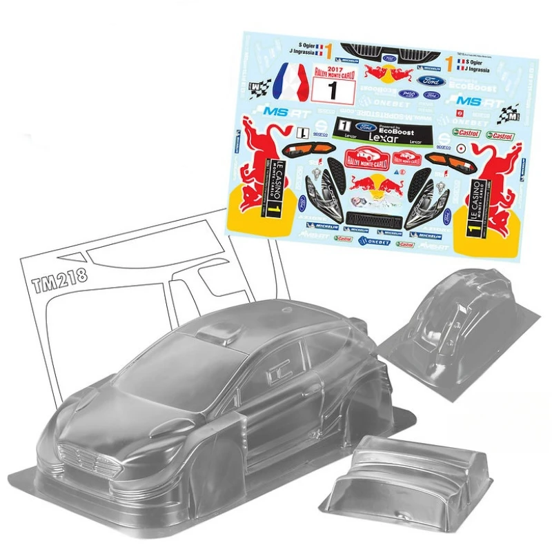 

TM218 1/10 Mini Ford Fiesta WRC Clear Body Shell, 210mm Wheelbase RC Rally Car for Tamiya M-Chassis