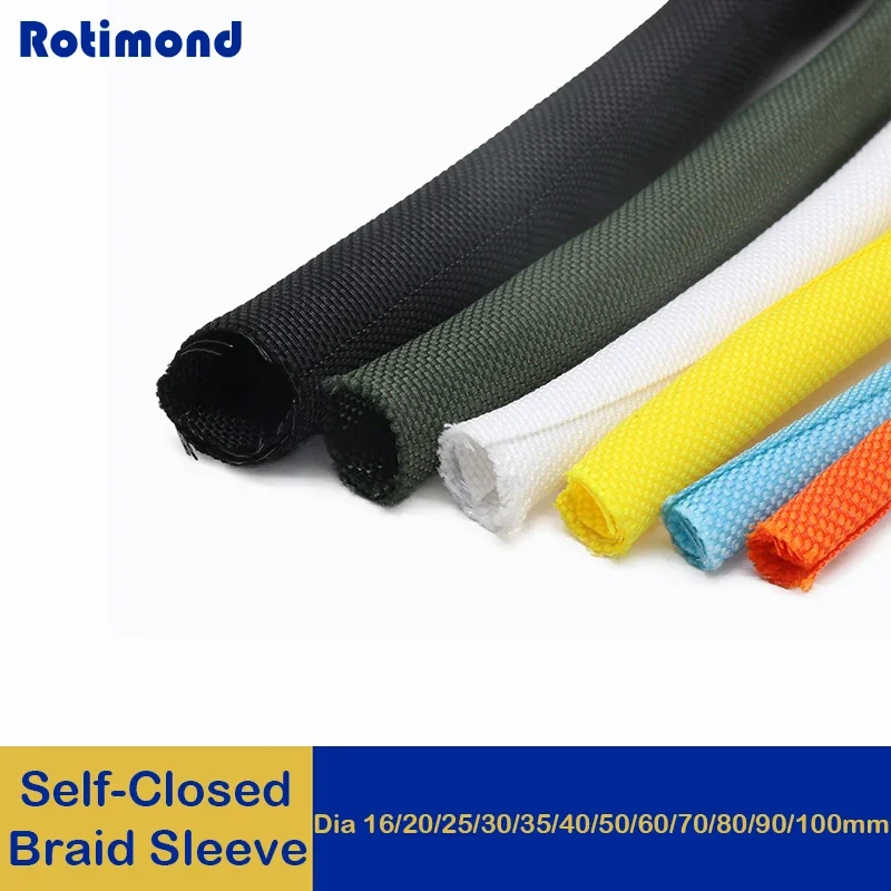 1/5M Self Closing PET Expandable Braided Sleeve Self-Close Flexible Insulated Hose Pipe Wire Wrap Protect Cable Sock Tube