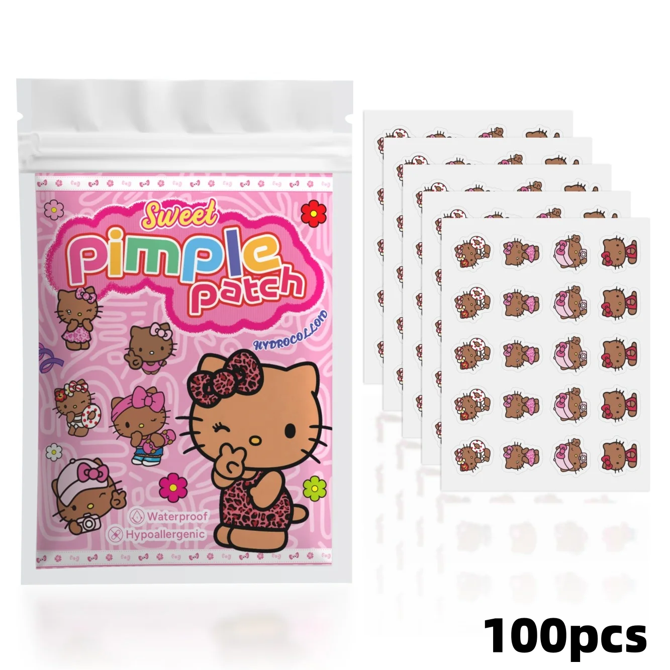 100PCS hello kitty Acne patches, facial acne patches, hydrogel acne removal patches, concealer view 2