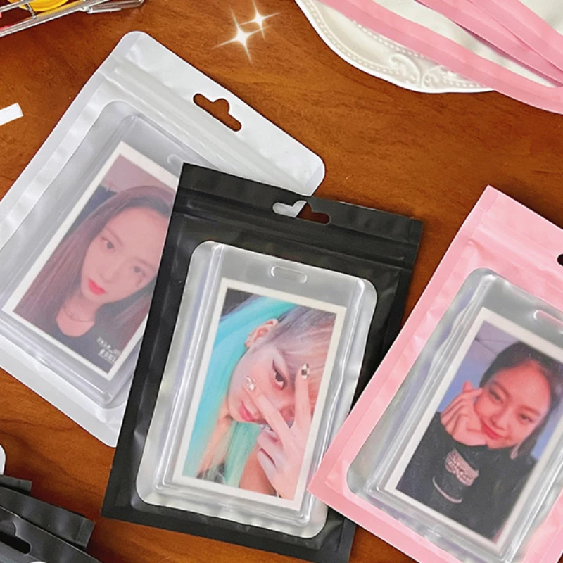 10Pcs Card Protective Bag Photocard Storage Color Matte Transparent Ziplock Bags Gift Packaging Bag Sticker Card Sleeve