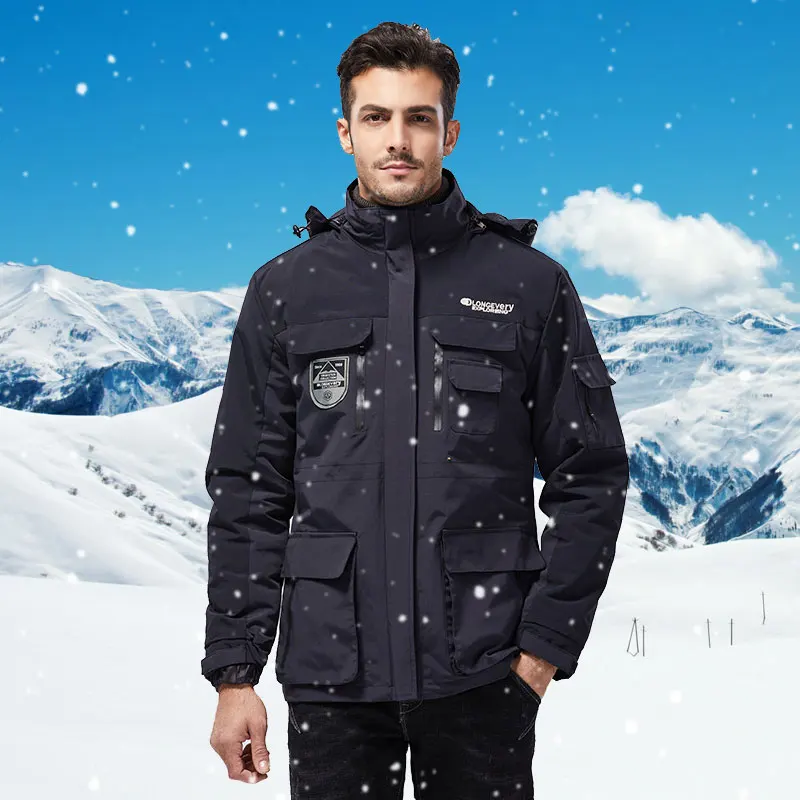 بدلة تزلج للرجال ملابس شتوية للتزلج على الجليد سترات تزلج سميكة دافئة مقاومة للماء سترة ثلج خارجية + سراويل للعلامة التجارية للرجال #1