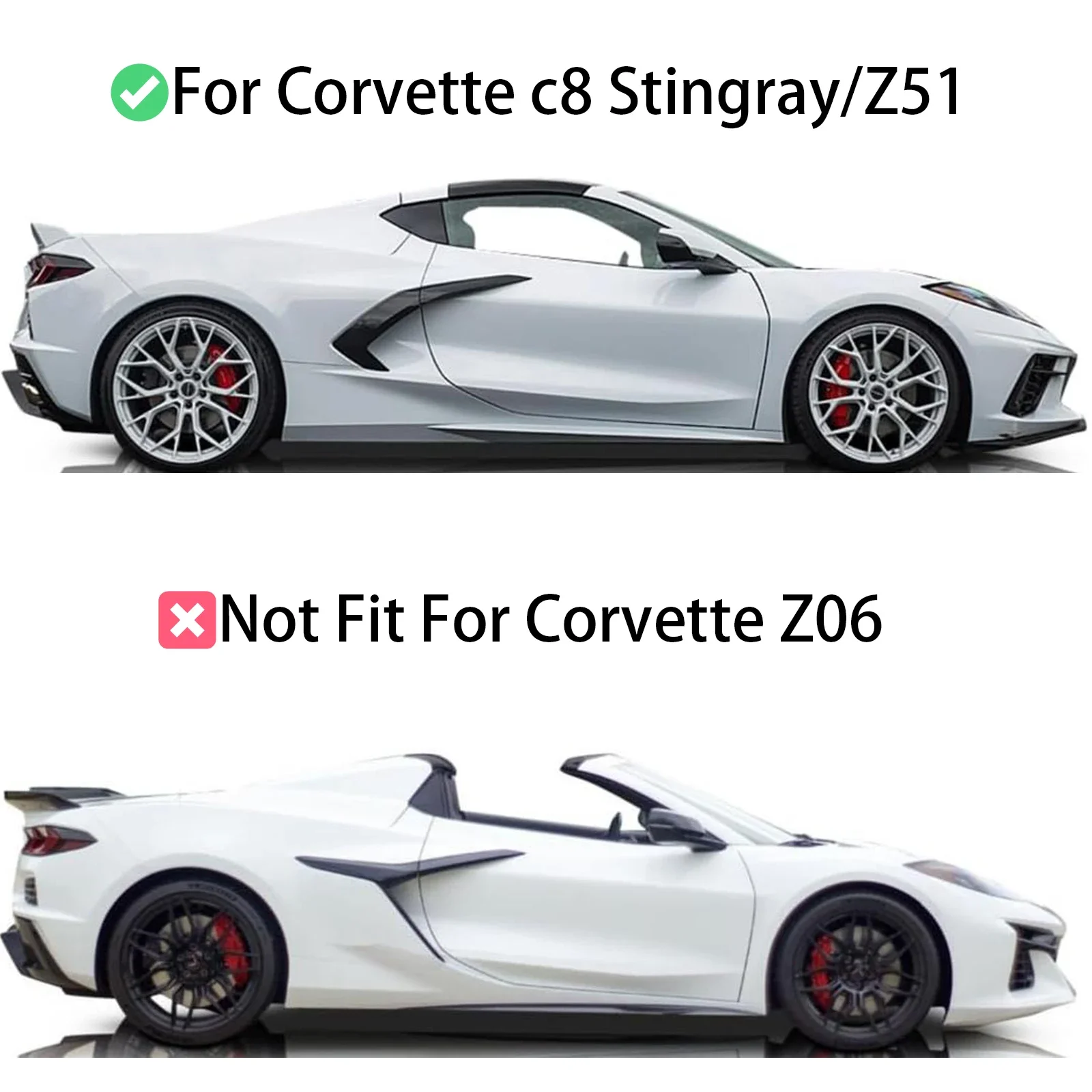 3PCS For Corvette c8 2020-2024 Stingray/Z51 Car Rear Bumper Diffuser Spoiler Splitter Glossy Black Carbon Fiber Style Body Kit