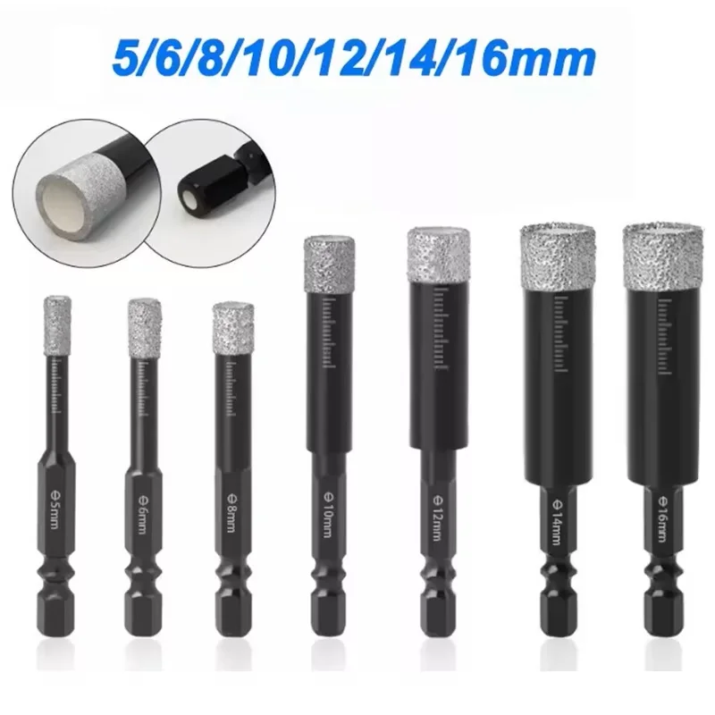 

5-16mm Hexagonal Shank Brazed Dry Ceramic Tile Drill Bit Marble Granite Vitrified Tile Hole Opener Diamond Drill Bit Hole Saw