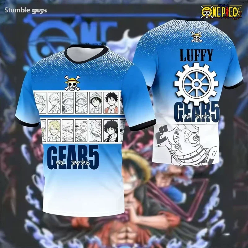 Herren One Piece Anime T-Shirt Zoro Gruppen-Print Jungen Kleidung Mädchen Kurzarm Herren Trikot Lässige Leichte Oberteile