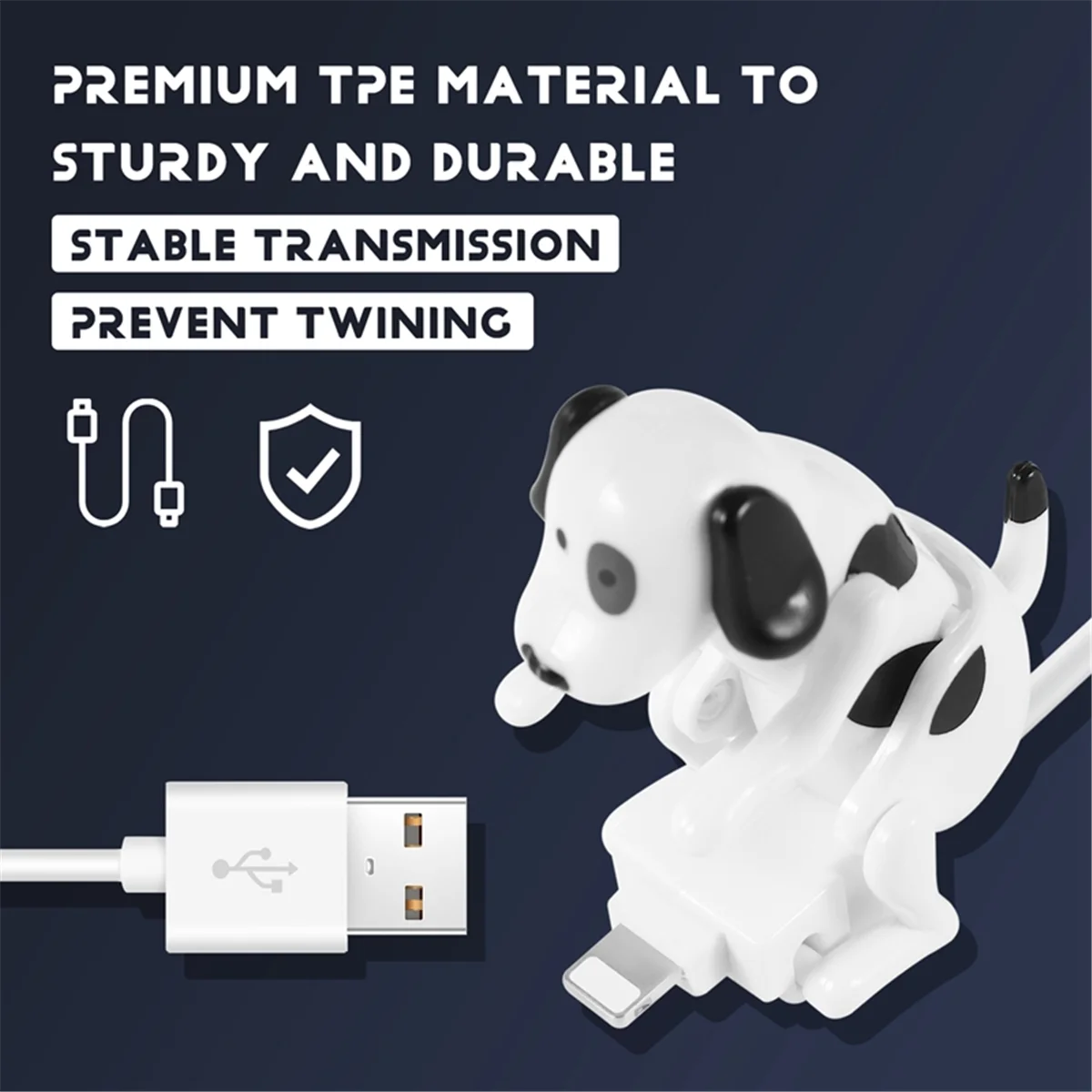 USB Cable Funny Humping Dog Charger for iPhone 13/12/11 and More, Moving Spotty Dog Fast Charger USB Cable SQ