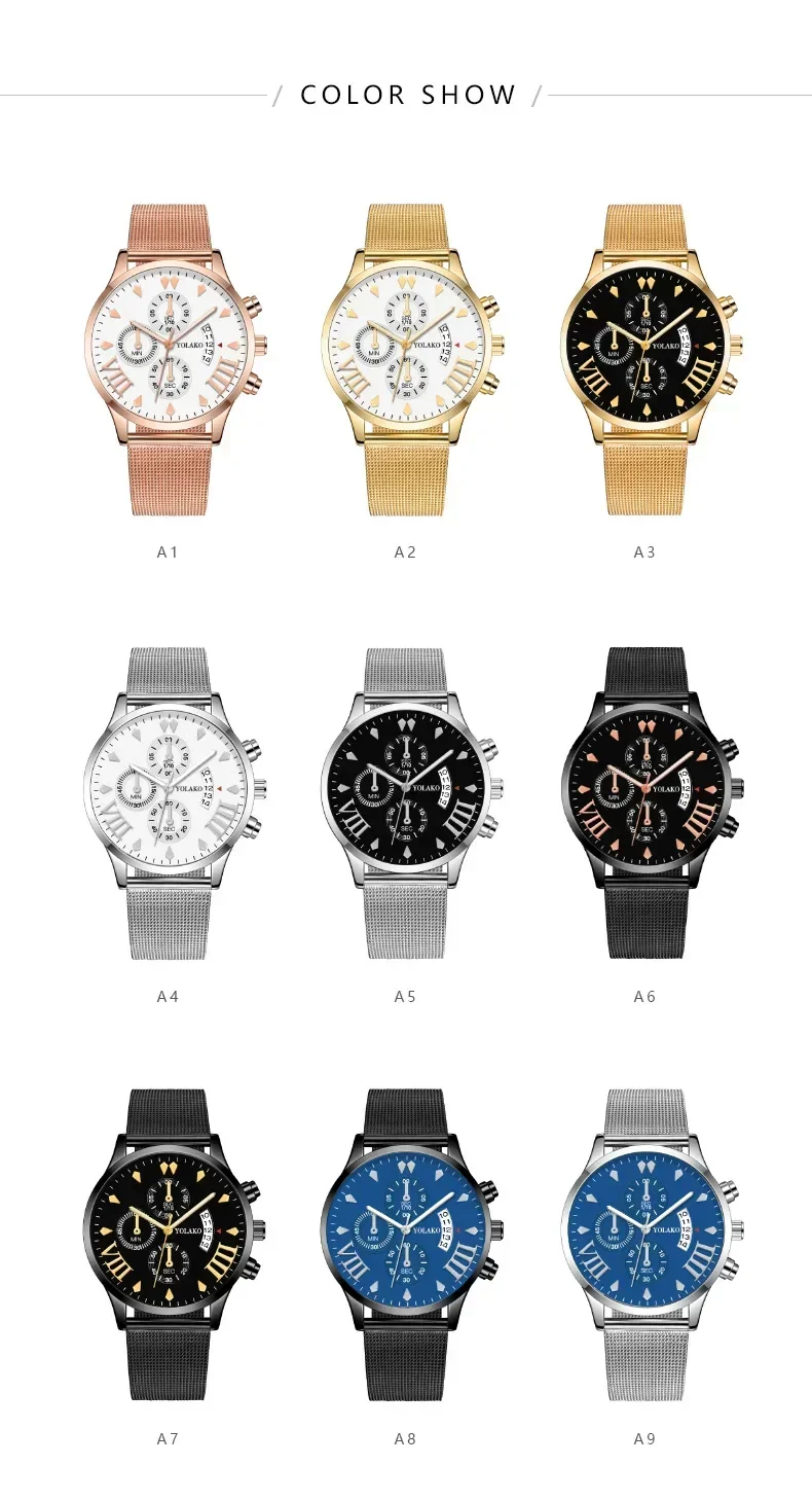 Gentleman Style Casual Fashion Watches For Men Sports Chronograph Stainless Steel Wrist Watch Male Charm clock