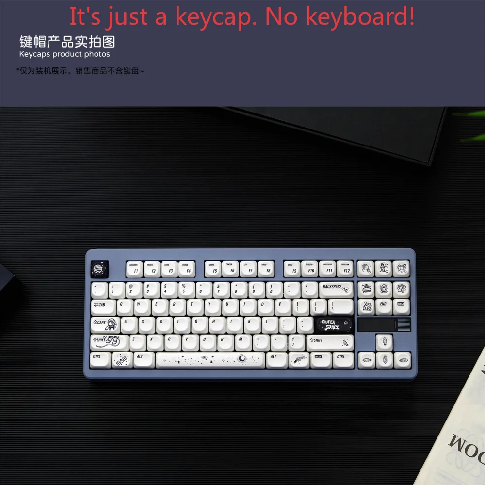 Astronaut Themed Keycap Set PBT MOA135 Key Creative Minimalist Keycap Suitable for Mx Switch Mechanical Keyboard Gaming Keyboard
