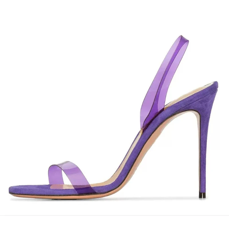 Yuejinlong New PVC Round Head Open-toe Stiletto High Heels One-pedal Women Sandals