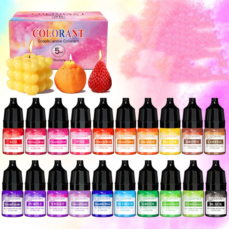 สีย้อมเทียน20สีสำหรับงานประดิษฐ์ทำด้วยตัวเองสบู่สีย้อมที่มีความเข้มข้นสูงสีย้อมสำหรับทำเทียน