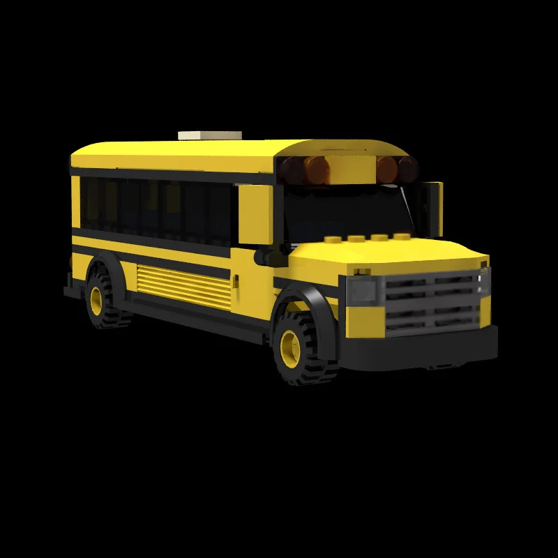 Modèle de voiture de ville MOC, briques de construction, école, Bus passager jaune, technologie modulaire, cadeaux de vacances pour enfants, jouets à assembler, costume