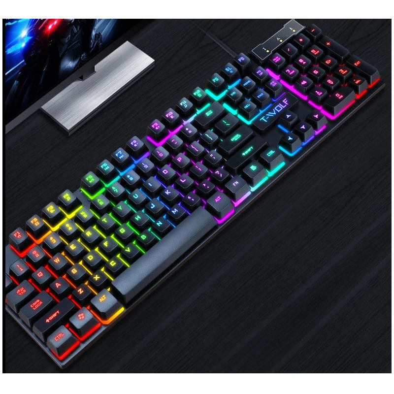 

Spanish keyboard illuminated Gaming pc keyboards computer Gamer usb with ñ led clavier wired luminous by cable teclado español