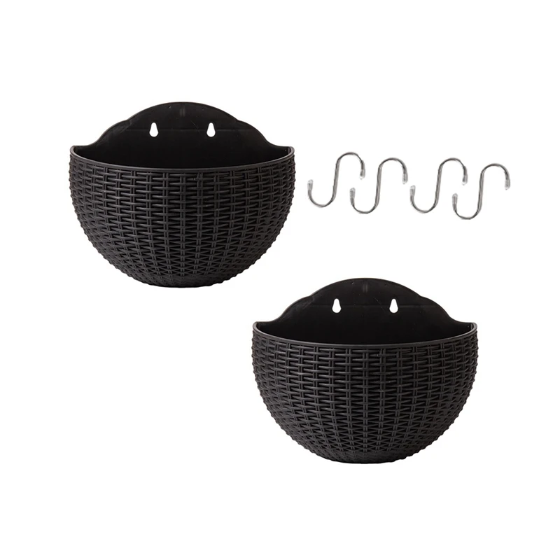 

2PCS Garden Plant Container Outdoors Wall Mounted Hanging Basket Planter Pot For Balcony