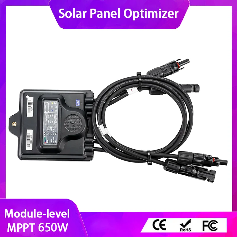 650W PV Power Optimizer MPPT 12V-75V Input Ip68 Real-time Solar Panel Monitoring Voltage-Limiting Anti-Hotspot Solar Optimizer