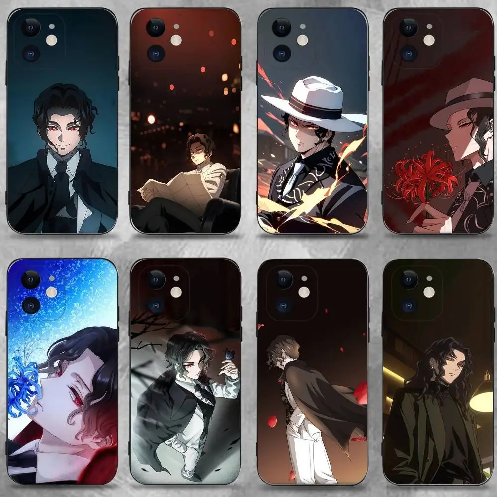 

Demon S-Slayer Kibutsuji Muzan Phone Case For iPhone16,15,14,13,12,11 Plus,Pro Max,XS,X,XR,SE,Mini,8,7,Soft Silicone Black Cover
