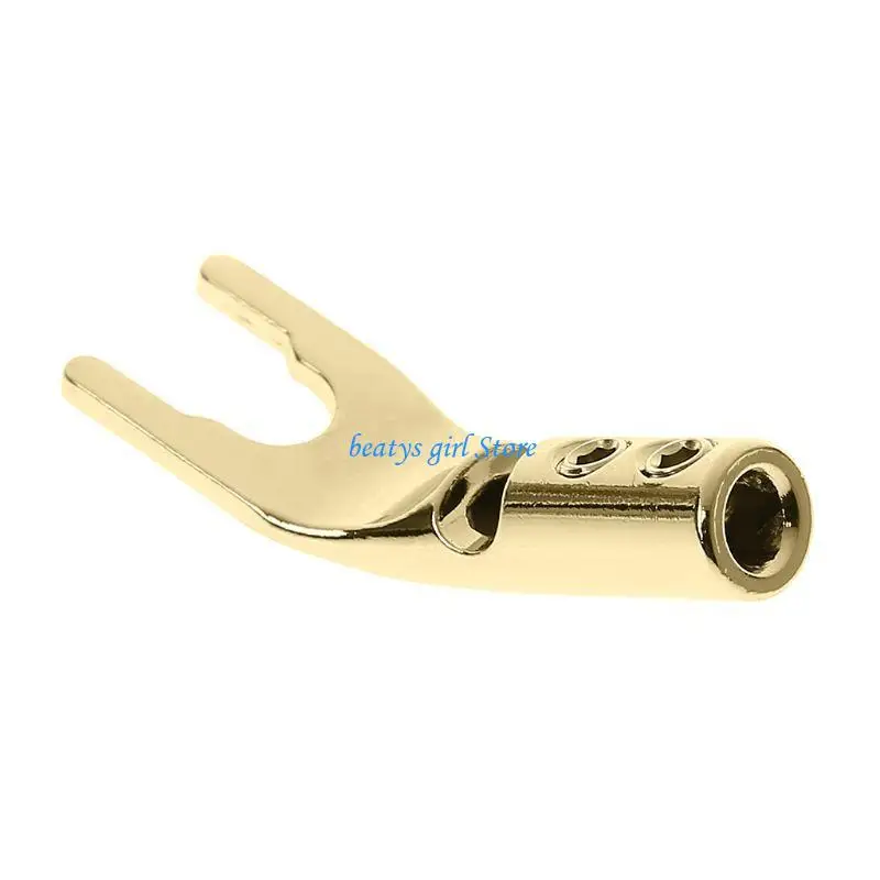 

C7AB 4PCS U/Y Shaped Rhodium/Copper Plated Banana Plugs Spade Fork Speaker Wire