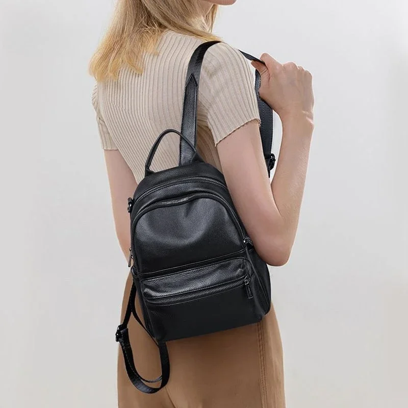 

New Fashion Cow Genuine Leather Women Backpacks Luxury Brand Female Real Natural Leather Ladies Girl Student Casual Backpack